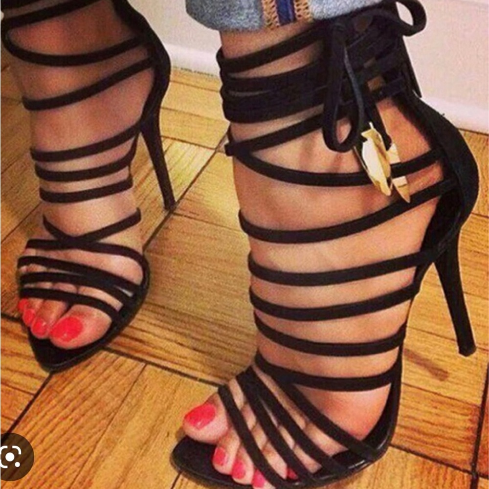 Giuseppe strappy sandal. Worn